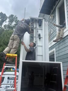 Image of exterior residential elevator installation.